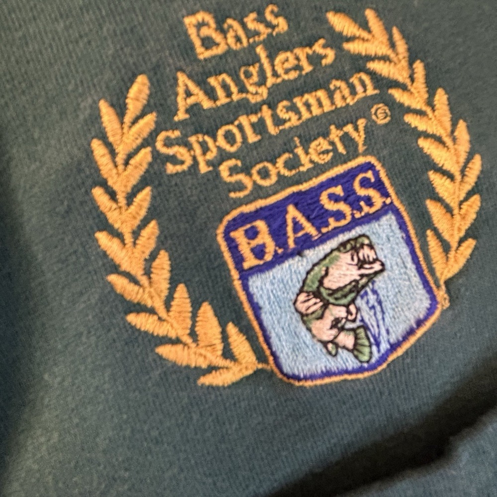 VTG BASS Fishing Shirt Men's 2XL USA Hunter Green Polo Embroidered